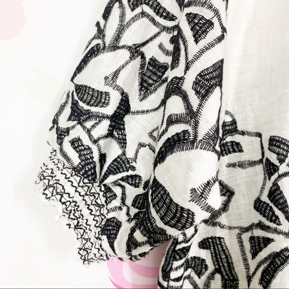 Chico’s Floral Boho Embroidered Linen Zip Up Blouse XL - Picture 6 of 13